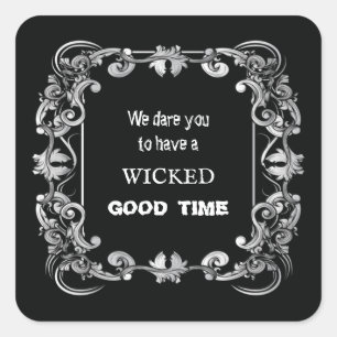 Sticker Carré Bordure orange Noir Halloween Petit