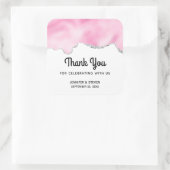 Sticker Carré Bordure Parties scintillant rose et argent Mariage (Sac)