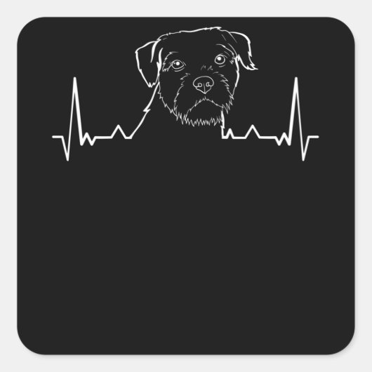 Sticker Carré Bordure Terrier Heartbeat (Devant)