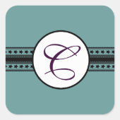 Sticker Carré Bordures étoiles Mariage Monogramme (Devant)