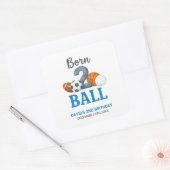 Sticker Carré Born To Ball Sports Second Birthday  (Enveloppe)