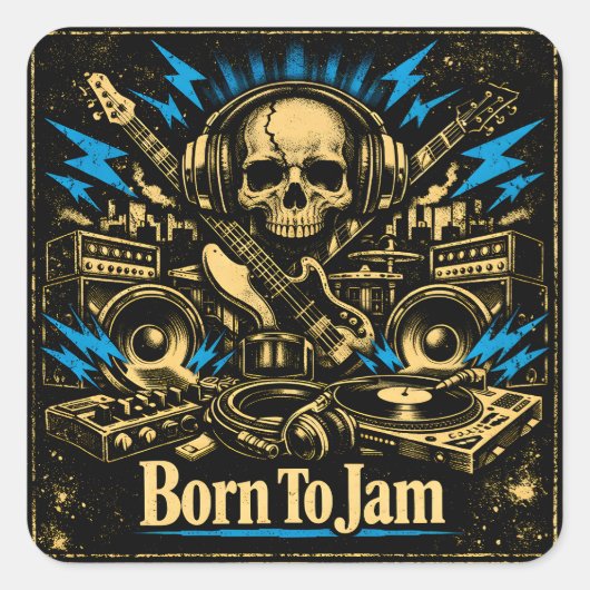Sticker Carré Born To Jam – Improvisation Music Soul (Devant)