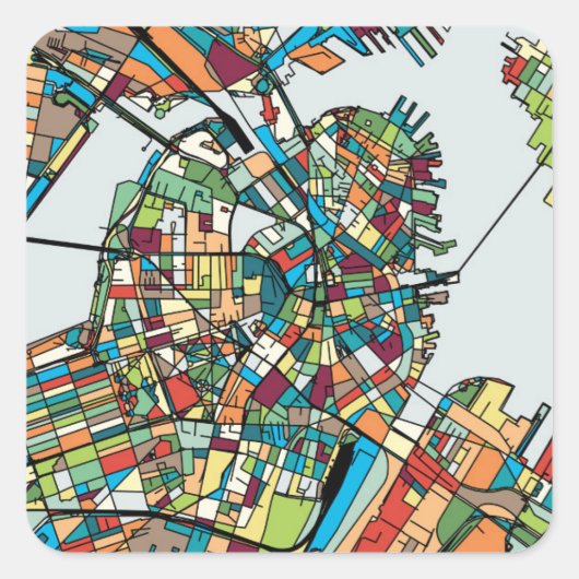 Sticker Carré Boston City USA (Devant)