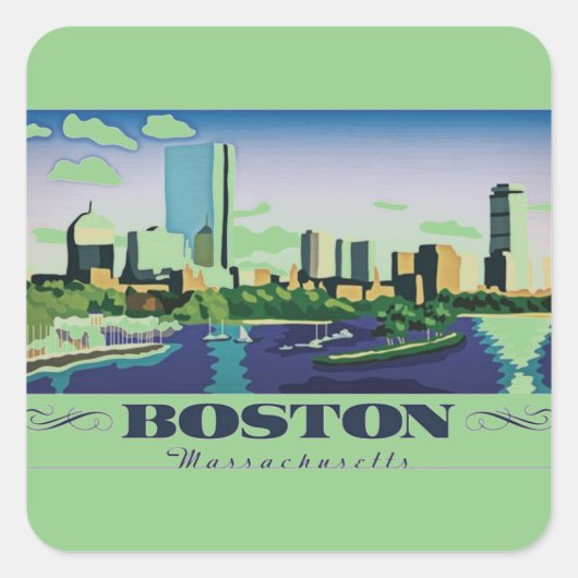 Sticker Carré Boston, Massachusetts (Devant)