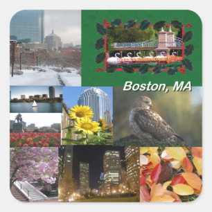 Sticker Carré Boston, Massachusetts Photo Collage