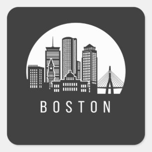 Sticker Carré Boston Skyline