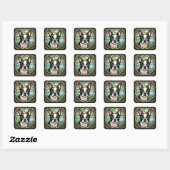 Sticker Carré Boston Terrier (Feuille)