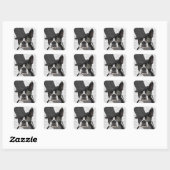 Sticker Carré Boston Terrier, Formal Hound et Casquette (Feuille)
