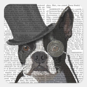 Sticker Carré Boston Terrier, Formal Hound et Casquette