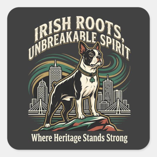 Sticker Carré Boston Terrier Irish Heritage Pride (Devant)