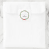 Sticker Carré Botanical Christmas Wreath Modern Script (Sac)
