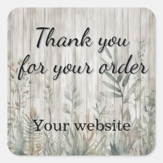 Sticker Carré Botanical Foliage Farmhouse Barn Wood look