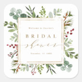 Sticker Carré Botanical Greenery Christmas Bridal Shower (Devant)