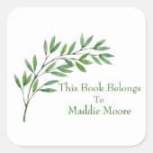 Sticker Carré Botanical Greenery Nom de la succursale Inscrie (Devant)