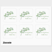 Sticker Carré Botanical Greenery Nom de la succursale Inscrie (Feuille)