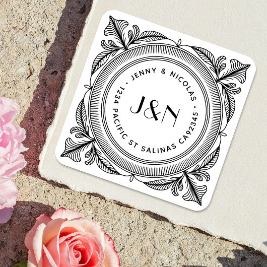 Sticker Carré Botanical Return Address Labels - Custom