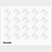 Sticker Carré Botanique Boho Fleur sauvage lilas Script mariage (Feuille)
