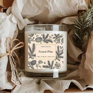 Sticker Carré Botanique du pin forestier   Bougie d'hiver vintag