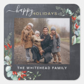 Sticker Carré Botanique Verdure aquarelle Rustique tableau de bo (Devant)