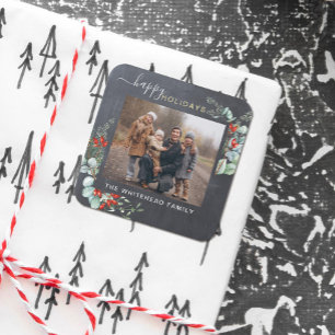 Sticker Carré Botanique Verdure aquarelle Rustique tableau de bo