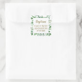 Sticker Carré Botanique Verdure Baptême Boy Girl Merci (Sac)