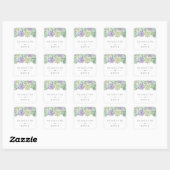 Sticker Carré Botanique vert et violet Succulents Mariage (Feuille)
