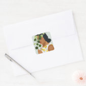 Sticker Carré Botany Portrait - Femme avec verdure (Enveloppe)