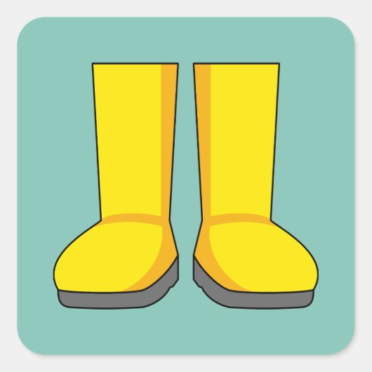 Sticker Carré Botte de pluie en caoutchouc jaune (Devant)