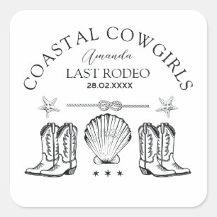Sticker Carré Bottes de Cowgirl Côtière Enterrement de Vie de Je