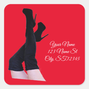 Sticker Carré Bottes en cuir noir à hauteur de cuisse Thunder_Co