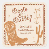 Sticker Carré Bottes et Pétillant Dessinés à la Main Occidental (Devant)