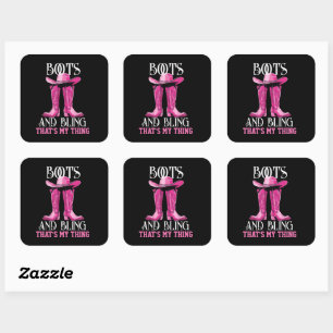 Sticker Carré Bottes roses et bling c'est mon truc