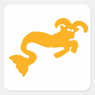Sticker Carré Bouc marin de la Capricorne jaune Zodiaque Silhoue
