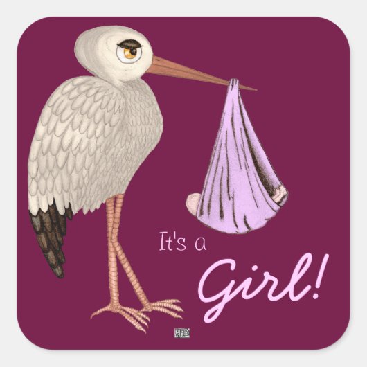 Sticker Carré Bouche classique (rose) (Baby shower) (Devant)