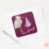 Sticker Carré Bouche classique (rose) (Baby shower) (Enveloppe)