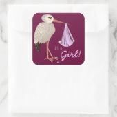 Sticker Carré Bouche classique (rose) (Baby shower) (Sac)