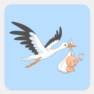 Sticker Carré Bouche portant un bébé prenant le premier Selfie b