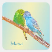 Sticker Carré Boucles de baiser mignonnes -acrylique sur fond pa (Devant)