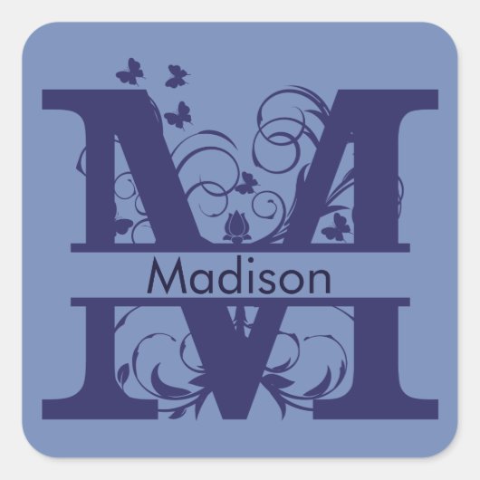 Sticker Carré Boucles de papillons de Madison Monogram (Devant)