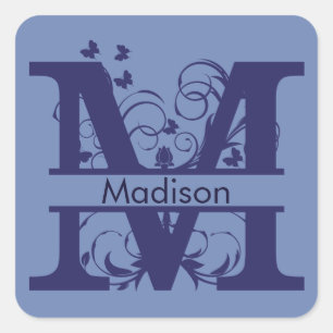 Sticker Carré Boucles de papillons de Madison Monogram