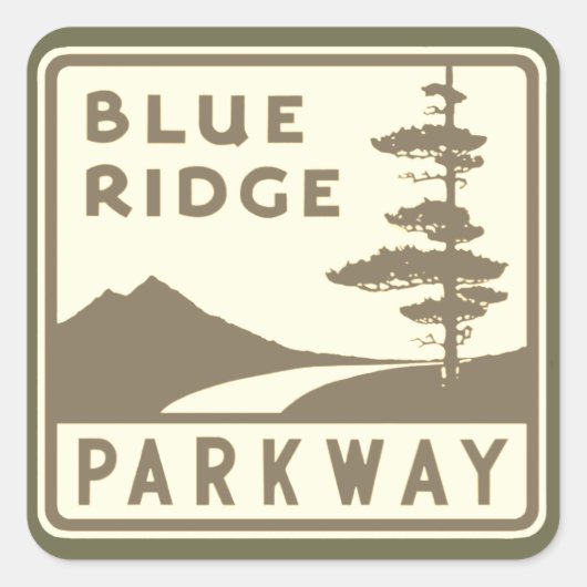 Sticker Carré Bouclier Blue Ridge Parkway (Devant)