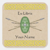 Sticker Carré Bouclier celtique antique et porte plaque d'immatr (Devant)