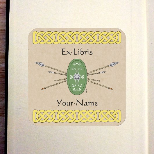 Sticker Carré Bouclier celtique antique et porte plaque d'immatr