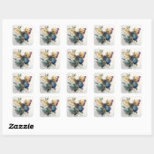 Sticker Carré Bouclier d'aquarelle papillon (Feuille)