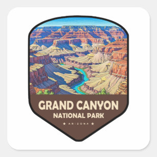 Sticker Carré Bouclier du Parc National du Grand Canyon