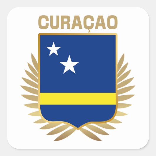 Sticker Carré Bouclier indicateur Curaçao (Devant)