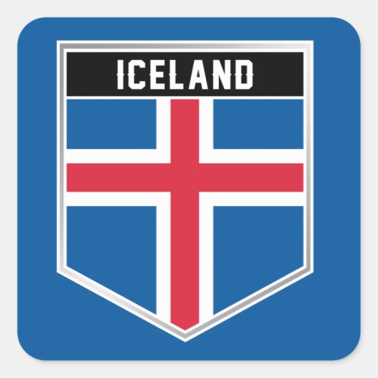 Sticker Carré Bouclier indicateur Islande (Devant)
