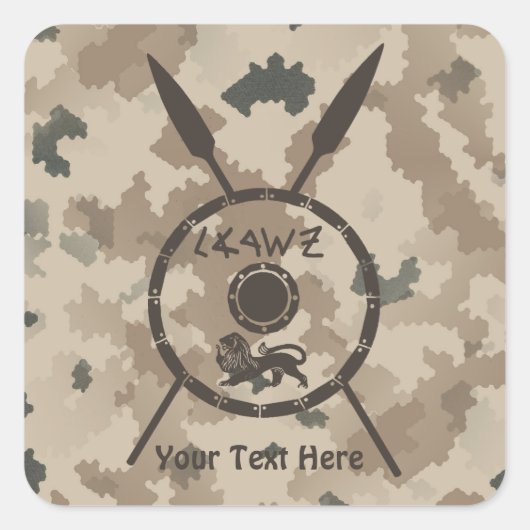 Sticker Carré Bouclier Maccabee du désert et oreilles (Devant)