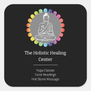 Sticker Carré Bouddha Arc-en-ciel Chakras Yoga métaphysique spir