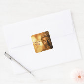 Sticker Carré Bouddha avec Golden Bokeh Arrière - plan Merci (Enveloppe)